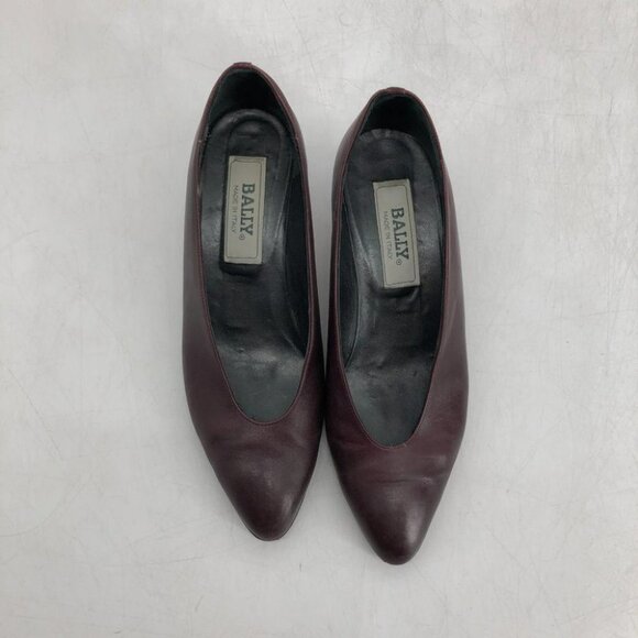 Bally burgundy pointed toe sleek heels leather pumps size 7 - Picture 11 of 12